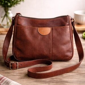 Women's Brown Leather Crossbody Bag - Rustic Chic